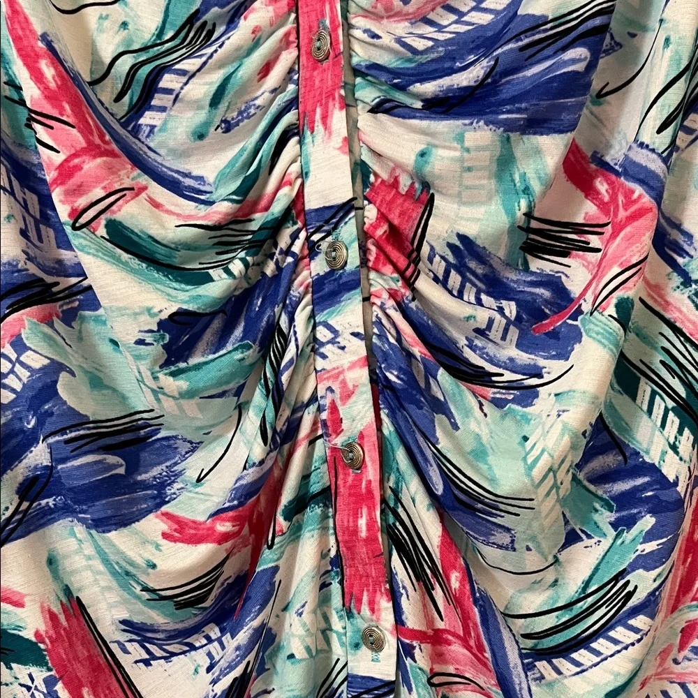 Sew In Love Multicolor Abstract Ruched Blouse - Picture 6 of 8